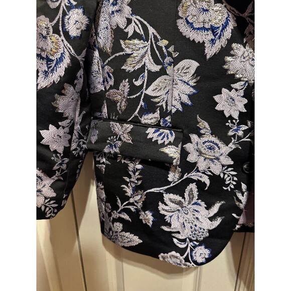 INC International Concepts Black Purple Silver Floral Party Suit Coat Blazer XL - Picture 4 of 16